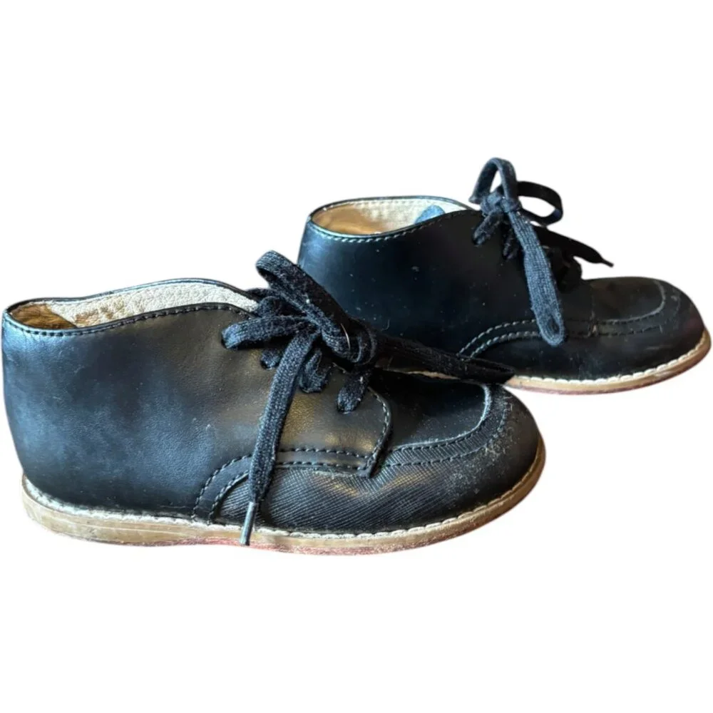 Footmates Alex Little‎ Boys 7M Oxford Shoes Black Leather Lace Up  Classic Dress